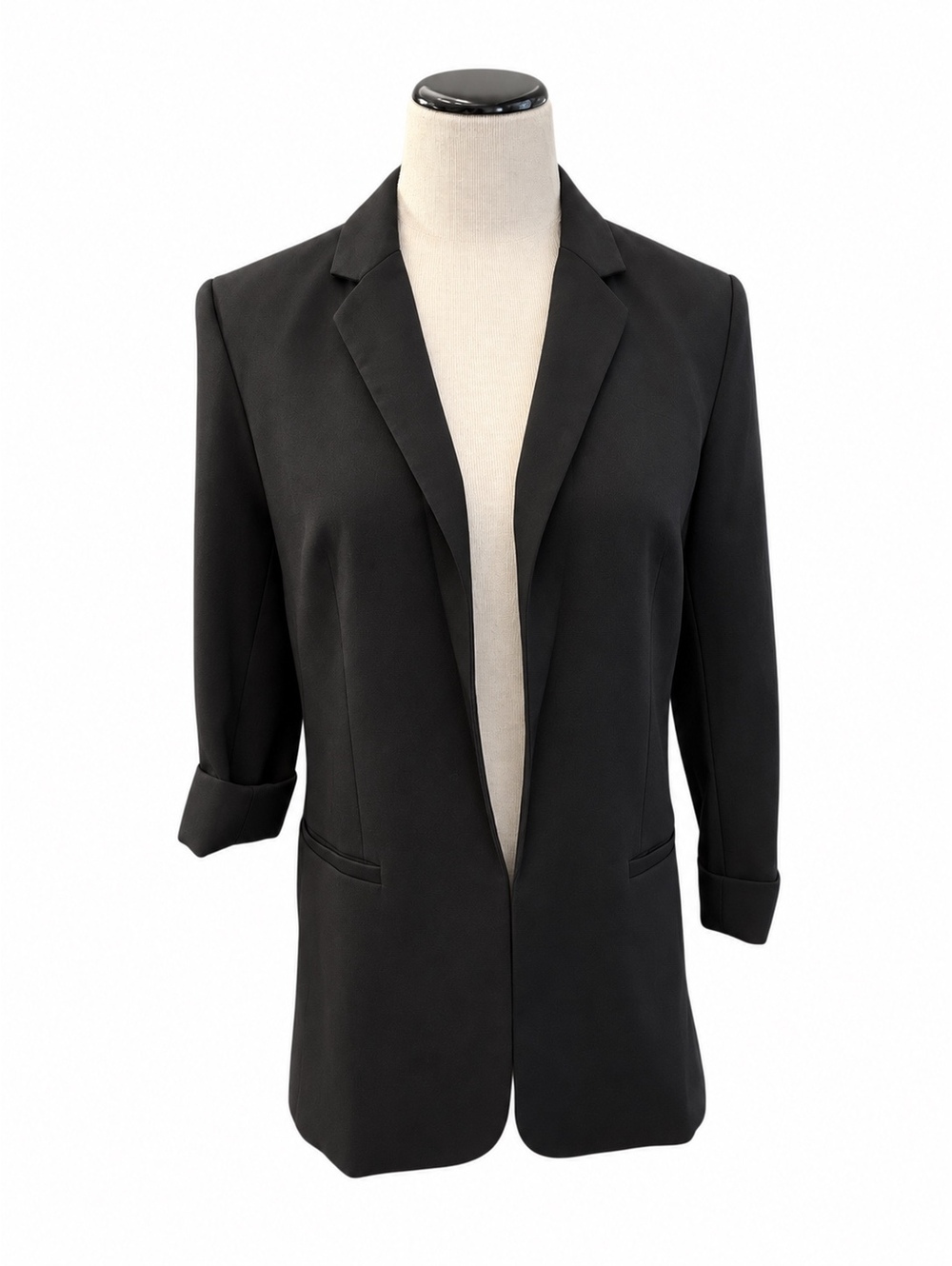 New! Love Tree Dark Academia Black Open Front Blazer Sz M